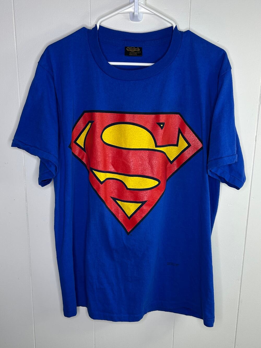 Vintage 90s Superman T Shirt Changes Single Stitch USA Made Blue Mens L